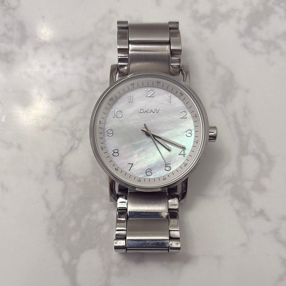 DKNY Silver Watch with Mother of Pearl Dial